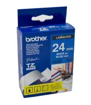 Brother TZe-555 / 24mm White Text On Blue Laminated Labelling Tape - 8 Metres