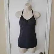 Beyond Yoga Strappy Tank Top Criss Cross Back Black Size XS Built In Bra