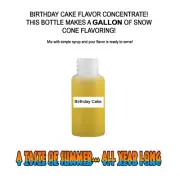 BIRTHDAY CAKE MIX SNOW CONE/SHAVED ICE FLAVOR CONCENTRATE MAKES 1 GALLON