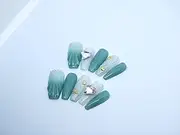 Handmade Press on Nails, Cute Hand Made Reusable Press On Nails, False Nails, Anime Nails, Tiktok Nails, Hand Made (S, Aqua beach)