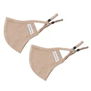 2x The Good Brand Cotton Jersey Reusable Breathable Face Mask w/ Pouch Biscotti