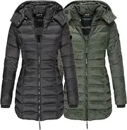 [JEShifangjiusu] Women Winter Warm Thickening Long Tunic Fashion Long Quilted Jacket 2 Pieces Padded Coat With Removable Hood, Colour 5, S