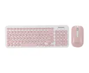 Retro Silent Keyboard 2.4G Wireless Keyboard And Mouse Set - Pink