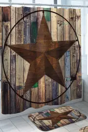 Cool Rustic Texas Lone Star on Wooden Deck Shower Curtain