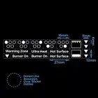 White Print 5 Hob Cooktop Adhesive Label Stove Oven Sticker Induction Gas Cooker
