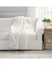 Lush Decor Farmhouse Drew Stripe Silver-Infused Antimicrobial Throw