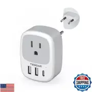 TESSAN European Travel Plug Adapter, Europe Power Outlet with 3 USB Ports (1