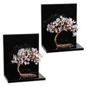 Set of 2 Fluorite Crystal Tree Acrylic Decorative Bookends, L-Shaped Heavy Du...