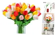 20pcs 14" Fake Tulips Artificial Flowers Easter Faux Real Touch Tulips Fake