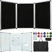 ISXACFF TriFold Display Board 3 Panel Trade Show Presentation Board Double Sided Available Aluminum Tabletop Display with bag 70.4 x 35.4 inches Folding Panel for Trade Show Table Top