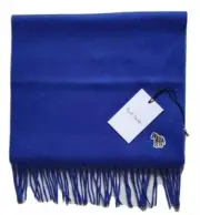 PAUL SMITH Scarf Zebra Royal Blue Pure Lambswool Made in UK
