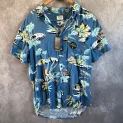 Quicksilver Shirt Mens Size Medium Comfort Fit Fluid Look Tropical Floral NWT