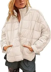 [Watashi] Women's Packable Puffer Jacket Long Sleeve Full Zip Lightweight Quilted Coat