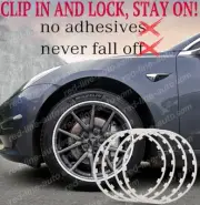 4 wheel alloy rim protectors guard 18" inch WHITE Clip Lock STAY ON NON-ADHESIVE
