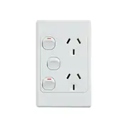 Ultima Double Power Point With 16Ax Extra Switch Vertical
