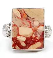 Natural Brecciated Mookaite 925 Sterling Silver Ring Jewelry Sz 6.5 @B9-4