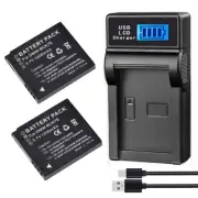 2x DMW-BCK7 Battery +LCD Charger For Panasonic Lumix DMC-SZ5 SZ7 DMC-TS20 TS25