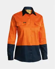 Bisley Women&#039;s Hi Vis Long Sleeve Drill Shirt