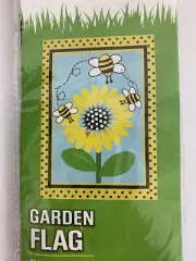 True Living Large 28" X 40" Bumble Bee Sunflower Porch Yard Flag Yellow NEW