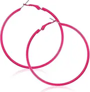 Tyqour 2Pcs Hoop Earrings for Women 70s 80s 90s Large Retro Neon Earrings 60mm Hoop Earrings Cute Beach Earrings Party Earrings Accessories for Women
