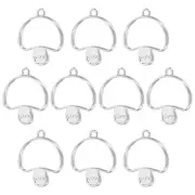 20Pcs Mushroom Shaped Alloy Open Back Bezel Pendants Resin Frame, Silver Tone