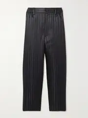 [Comme des Garçons Comme des Garçons] Comme des Garçons Comme des Garçons - Pinstriped Satin Tapered Pants - Black - large large Black