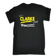 Clarke V1 Surname Thing - Mens Funny Novelty T-Shirt Tshirts BLACK T Shirt