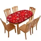 RenteriaDecor Christmas Oval Fitted TableclothsChristmas Red Snowflakes Print...