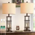 29.5" Table Lamps for Living Room Set of 2, Farmhouse Table Lamps with USB C+...