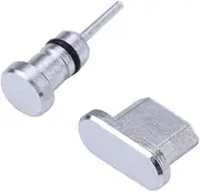 NAMOARLY 2pcs Micro USB Port Plug and Earphone Jack Dust Plugs for Phones Compatible with Galaxy Honor Stylish Silver Design