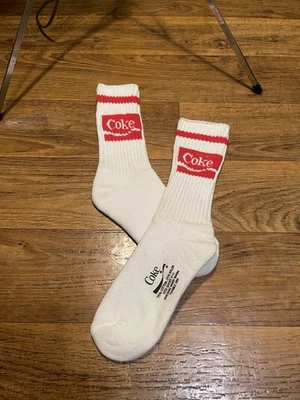 Coca Cola Tube Socks Coke Socks Soccer Football White Red Soda Advertising VTG