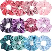12 Pcs Velvet Scrunchies for Hair, Soft Ponytail Holder, Cute Colors Elastic Hair Bands for Teens and Women (Multicolour)