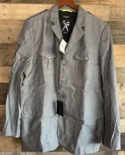 Marc Ecko Cut and Sew Jacket Blazer Coat Size Medium Eagle Gothic Punk Patch