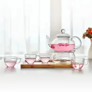 6 Pcs Teapot with Infuser Large Cup and Saucer Clear Coffee Mugs Cups