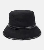 [Gucci] Gucci GG Canvas leather-trimmed bucket hat UK 6 5/8 black
