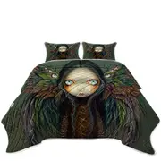 Dark Gothic Art the Winged Seer Creepy Winged Girl Coverlet