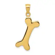 14k Yellow Gold Solid Polished Dog Bone Charm