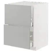 METOD / MAXIMERA base cab f sink+2 fronts/2 drawers, white/Havstorp light grey, 60x60x80 cm