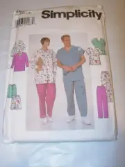 UNISEX UNCUT SIMPLICITY 8088 Sewing Pattern PANTS SCRUB TOP UNIFORM SIZE L XL