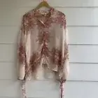 Forever That Girl Pink Floral Tunic Top Button Blouse XL Long Balloon Sleeves