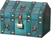 FytStycale Pirate Wooden Keepsake Box with Password Lock Vintage Handmade Design Creative Storage Box, Green, as described