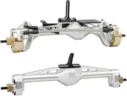 1/10 Front and Rear Axle Set for 1/10 Ax&ial Ca&Pra LCG Chassis RC Crawler Full CNC Aluminum Offset Portal Axles Aluminum Front & Rear Portal Axles(Silver)