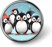 [FZMVSQH] Cute Penguins Printed Round Button Pin Badges Metal Pinback Buttons 1 Inch Pins for Hat Shirt Clothing Bags Decoration