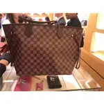 LV N41603棋盤格 內部粉紅色NEVERFULL 束口(中)購物袋 附小包