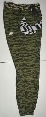 NIKE SWOOSH WOVEN PANT Medium Olive & White AO0863 222 LARGE