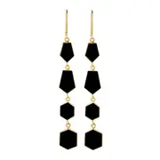 Zoe Earrings in Sterling Silver with shiny Finish & Black Onyx - Elegant Jewellery in Australia