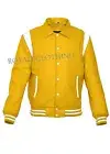 New Varsity premium Letterman Bomber Baseball Jacket Wool White Leather Stripes