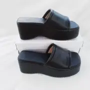 Size 8 Women's Black Open Toe Platform Slides