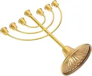 7 Branch Menorah Candle Holder Jewish Candle Sticks Hanukkah Menorah Candle Stand Candelabra Centerpiece for Jewish Party Table Decoration Golden