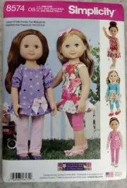 Simplicity SEW Pattern 8574 DOLL Clothes 14 IN LEGGINGS SKIRT DRESS PANTS TOP